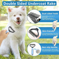 Ihubei Pet Grooming Rake - Double-Sided Deshedding Dematting Tool, Undercoat Rake for Dogs & Cats, Extra-Wide Dog Grooming Brush & Deshedder Comb for Long Hair, Reduces Shedding 95%