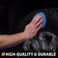 Microfiber Car and Tire Wax Applicator Pads and Cleaning Pads - Blue/Grey, 5 In. Diameter, 6 Pack