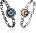 Long Distance Touch Light Up&Vibrate Bracelets for Couples, Long Distance Relationship Gifts Smart Sun&Moon Love Bracelet