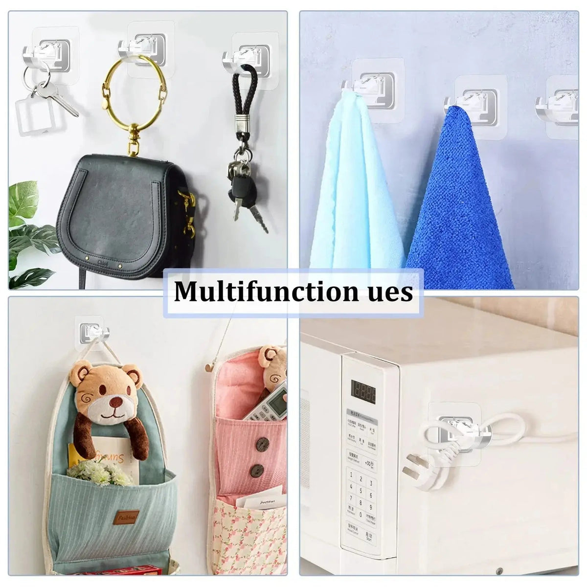 A Set of 8PCS Transparent Drapery Hooks,Curtain Rod Brackets with Clips,Rod Hanging,Adjustable Rods Holder,Multipurposefor Curtain Rod Hooks for Livingroom Bathroom Kitchen Bedroom Toilet Apartment.