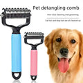 Pet Detangling Comb for Dogs Double Sided Stainless Steel Grooming Tool for Coat Care Shedding Removal Easy to Use One Click Cleaning