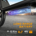 Foldable Electric Scooter with Seat and Basket, 500W Peak Motor, 48V/10.4Ah Rechargeable Battery, LED Headlight, Rear Disc Brakes, Dual Shock Absorbers, Adjustable Height, Customizable Size, 22MPH Max Speed, 28Miles Max Range