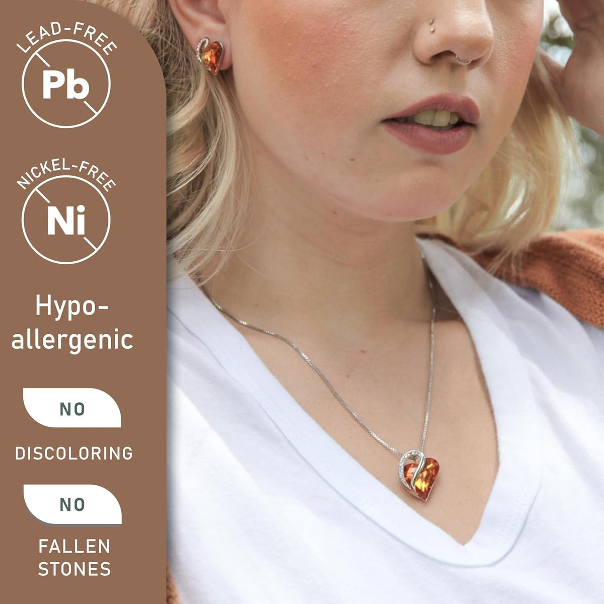 Gift Necklaces for Women, Infinity Love Birthstone Heart Crystal Pendant, Birthday Anniversary Jewelry for Wife, Mom, and Her, Silver Plated, 18" + 2" Adjustable Chain