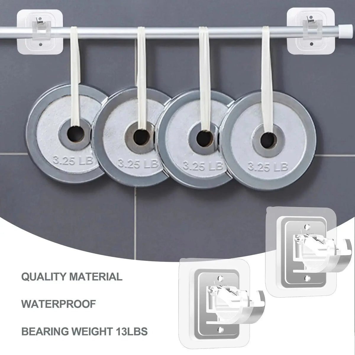 A Set of 8PCS Transparent Drapery Hooks,Curtain Rod Brackets with Clips,Rod Hanging,Adjustable Rods Holder,Multipurposefor Curtain Rod Hooks for Livingroom Bathroom Kitchen Bedroom Toilet Apartment.