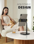 Tablet Stand Holder, Gooseneck Tablet Mount - 2.5Lb Heavy Duty Base Adjustable Desktop Stand with 360 Degree Rotating for 4.7-13