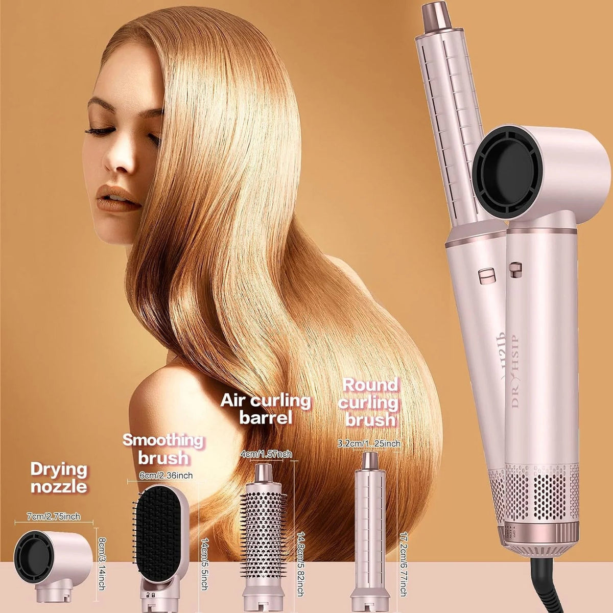 Hair Dryer 5-In-1 Brush with Hot Air Curling & Negative Ion Technology - Versatile Styler for Drying, Curling, Straightening