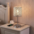 Set of 2 Touch Table Lamp, Sliver Crystal Lamp Set of 2, 3 Way Dimmable Bedside Lamps with Dual USB Ports, Nightstand Lamps for Bedrooms Desk Light for Girl Room, Living Room(Included 2 Bulbs)…