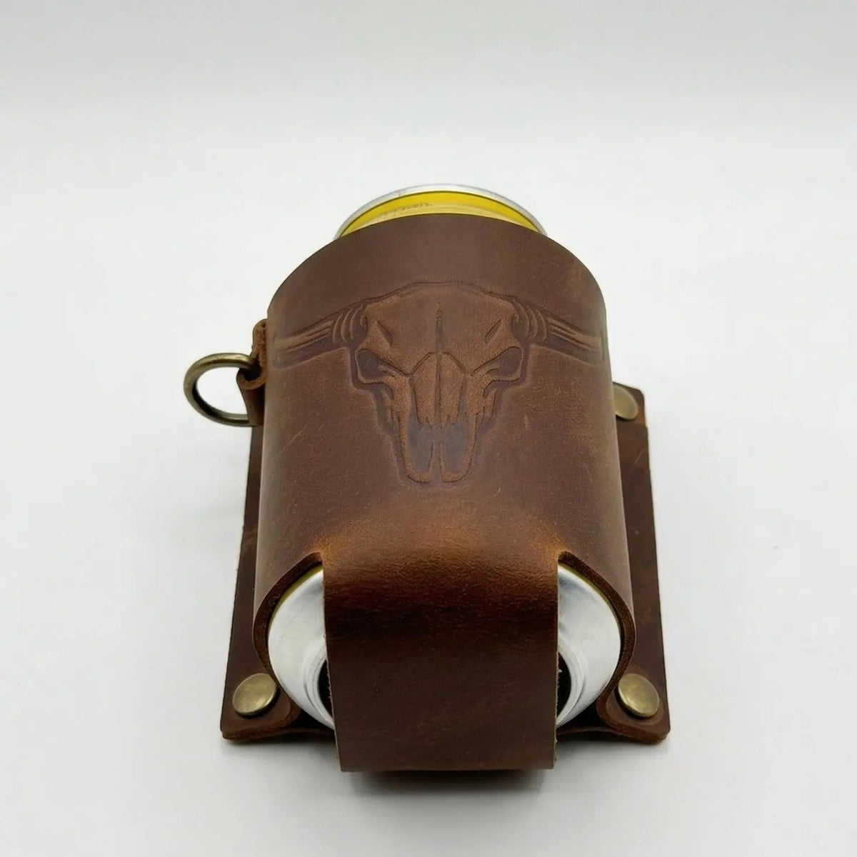 Handmade Full Grain Crazy Horse Leather Drinkware Holster for Belt - 12Oz Hands-Free Beer Can Holder for BBQ, Camping, Gifts for Men