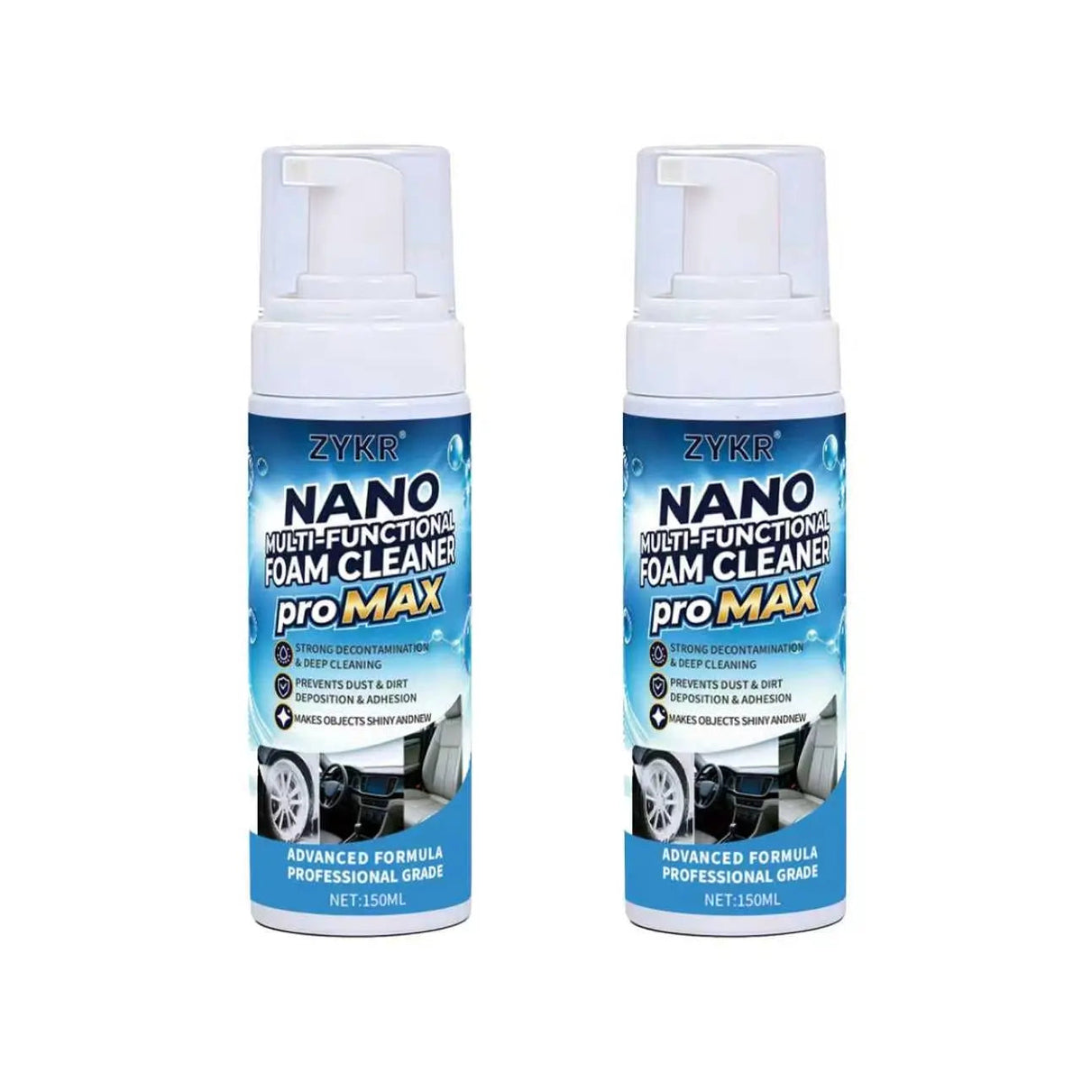 ZYKR Nano Multi-Functional Foam Cleaner Pro MAX - a Powerful Deep-Cleaning Product Suitable for Both Household and Vehicle Deep Cleaning. It Is Suitable for Removing Stains on Car Interiors and Sofas. Capacity: 150 Milliliters.