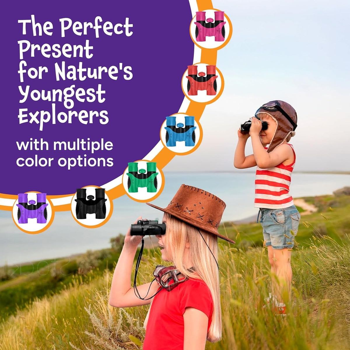 Think Peak Black Binoculars Science Toy for Kids Ages 3-12 Years - Real Compact Outdoor Adventure & STEM Educational Nature Hiking Explorer for Bird Watching, Camping Children’S Birthday Gift