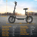 Foldable Electric Scooter with Seat and Basket, 500W Peak Motor, 48V/10.4Ah Rechargeable Battery, LED Headlight, Rear Disc Brakes, Dual Shock Absorbers, Adjustable Height, Customizable Size, 22MPH Max Speed, 28Miles Max Range