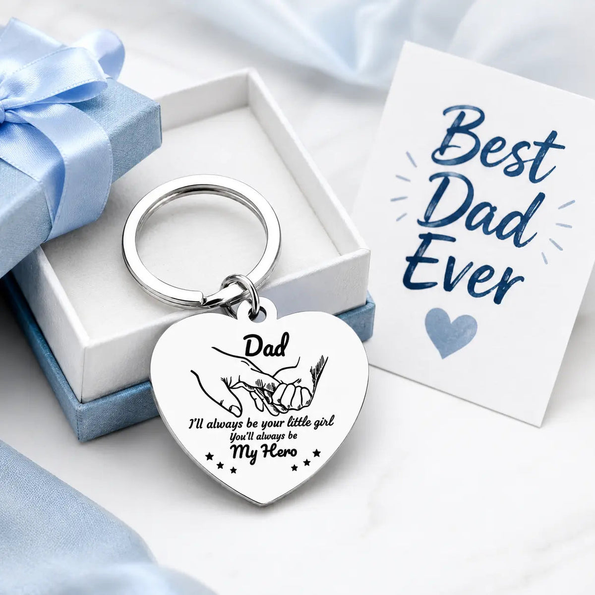 Father’S Day Gift - Dad Gifts from Daughter for Birthday Christmas Valentine’S Day, I'Ll Always Be Your Little Girl, You Will Always Be My Hero Daddy Keychain, Father Daughter Keyring