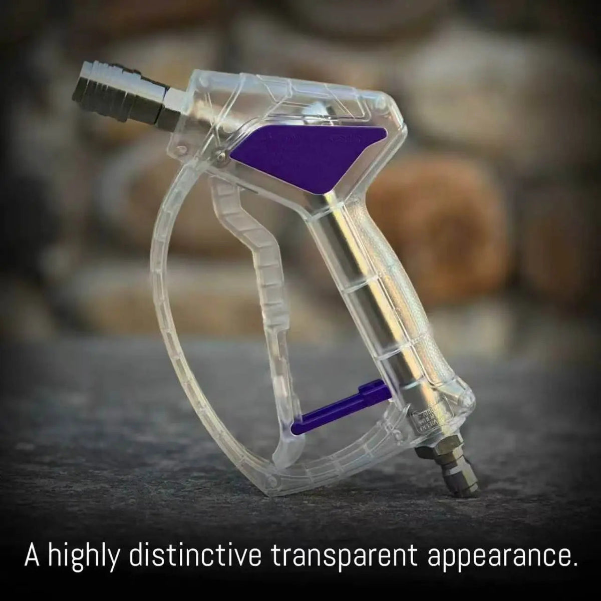 High-Pressure Washer Transparent Purple Spray Gun with Self-Locking Head and 3/8" Quick-Connect Fitting; Features a Scratch-Resistant Purple Silicone Nozzle.