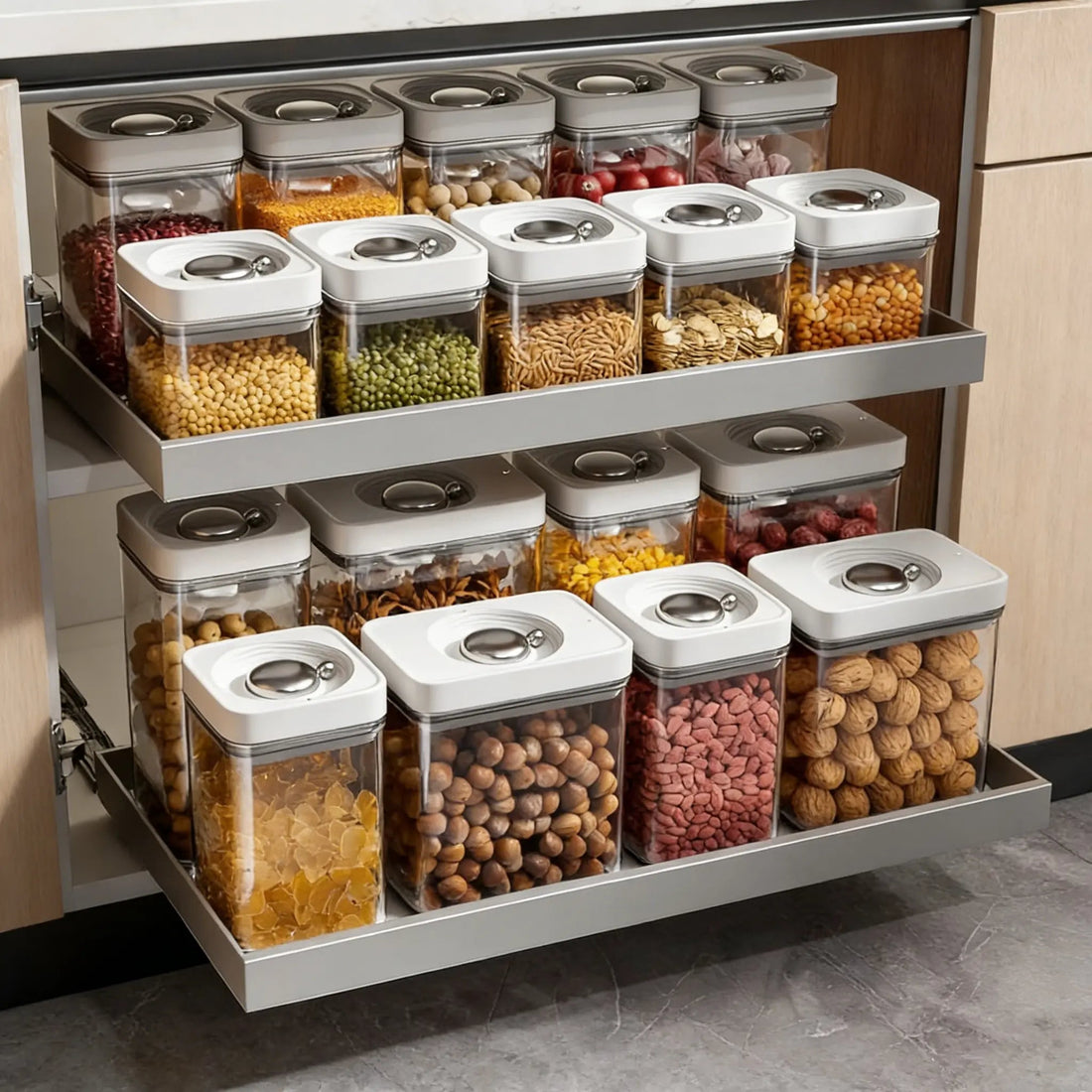 Airtight Insulated Food Storage Set Refrigerator Pantry Organizer Bins Stackable Fridge Organizer Bins with Lids Container Kitchen Set Storage Clear PET Material Odor-Resistant Space-Saving