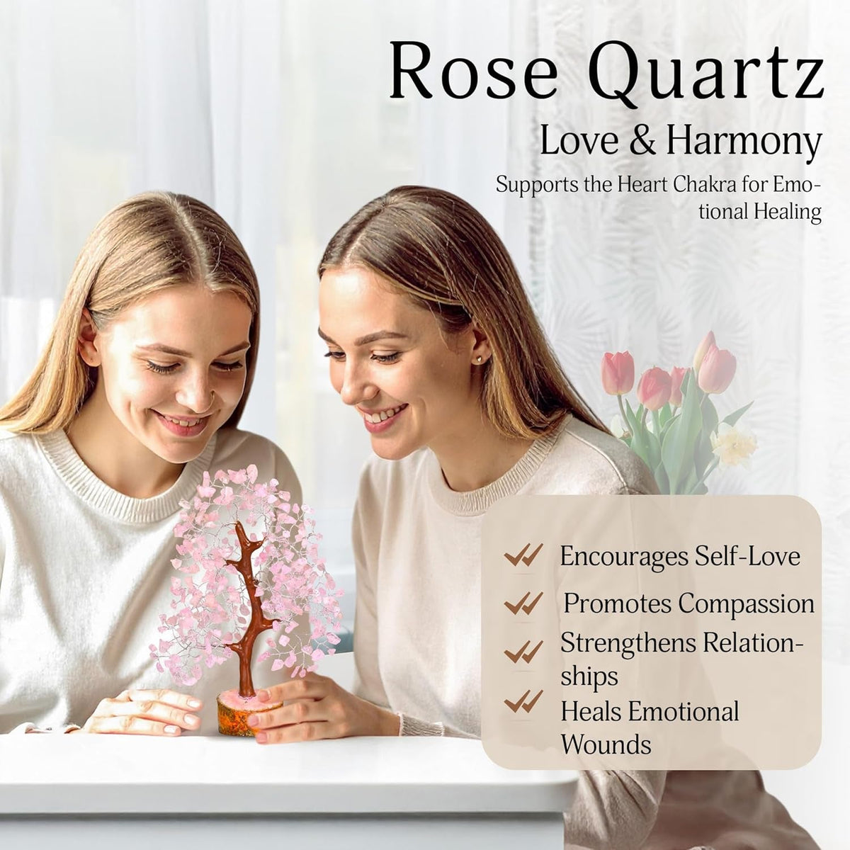 Rose Quartz Crystal Tree | Pink Chakra Tree | Healing Crystals | Meditation Room Decor | Spiritual Decor | Sister Birthday Gifts | Spiritual Healing Gifts | 10 Inch